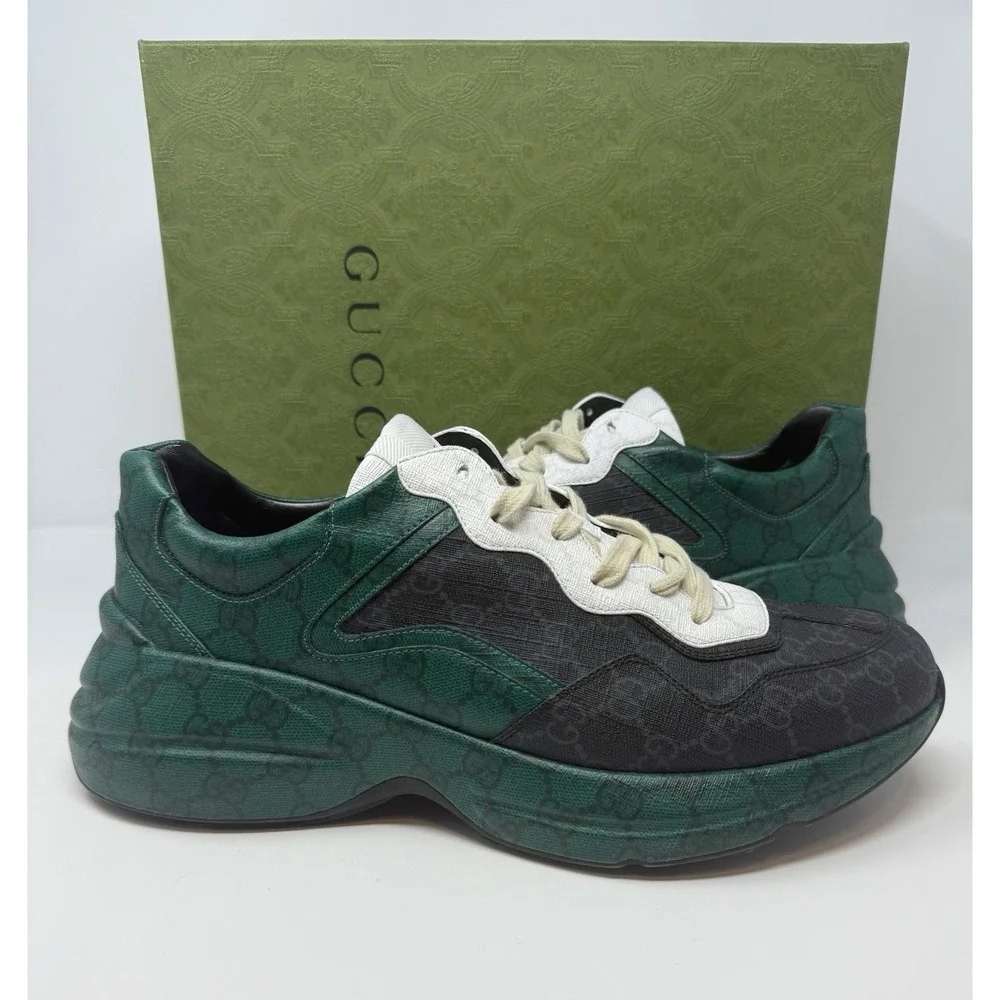 Gucci Rhyton GG Monogram Sneaker Green/Black Size 12 US 11 Gucci